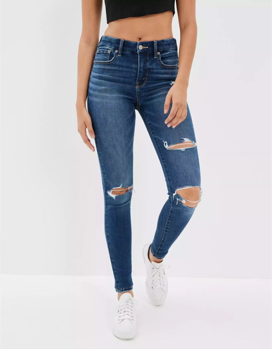 Jean American Eagle AE Lu(x)e Ripped High-Waisted Jegging Multicolore Femme | BAK-74403087